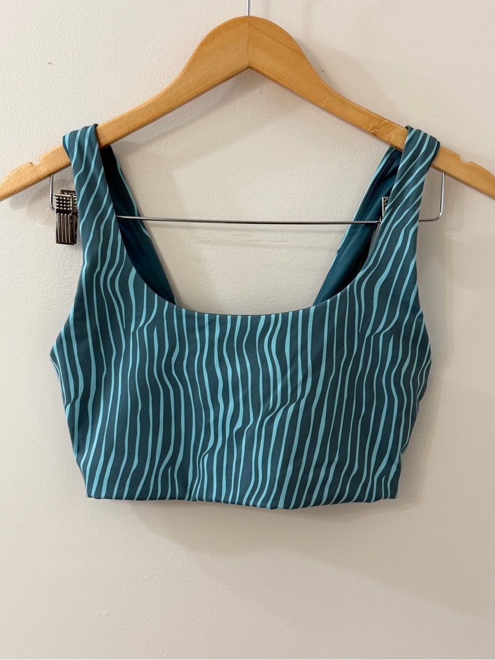 Spiritual Gangster Teal Zebra Stripe Sports Bra | Size Small | Medium Support